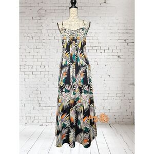 Banana Republic Strappy Pintuck A-line Palm Leaf Maxi Dress Size 4